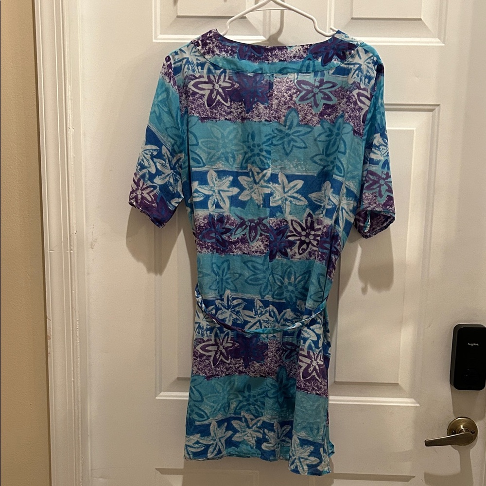 Roma Blue and Purple Floral Swim Coverup - Picture 3 of 3